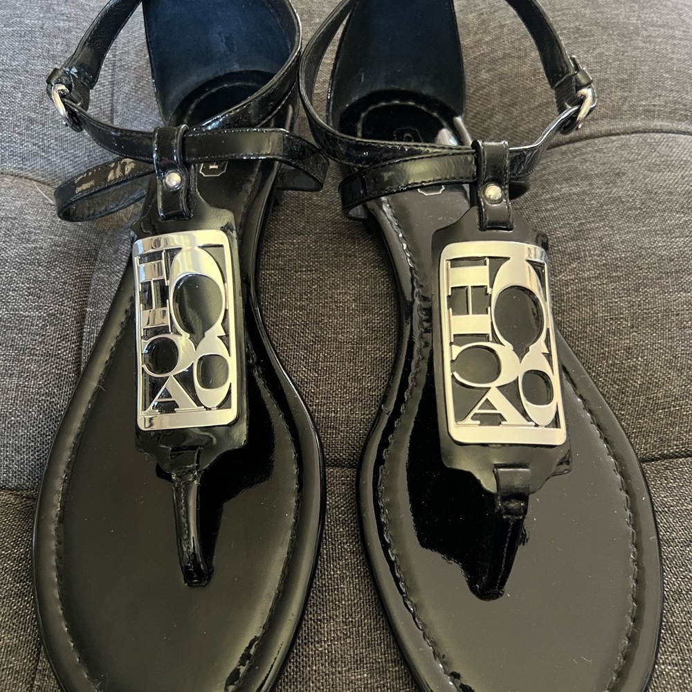 Coach Black Sandals with Silver Accents